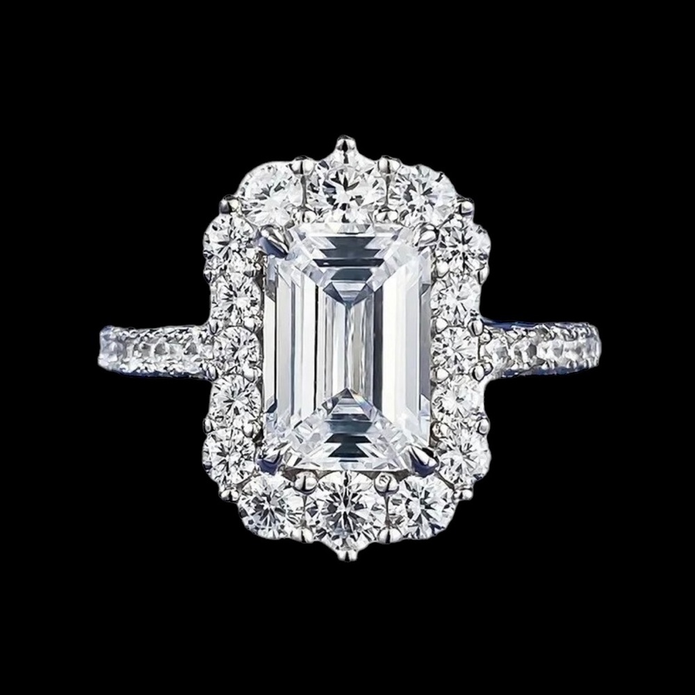 Diamond Emerald Cut Gorgeous Ring Size 6 - Picture 3 of 10
